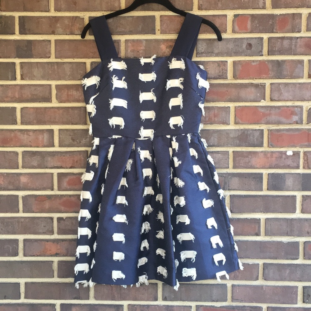 Frnch Navy Dress with Exposed Zipper